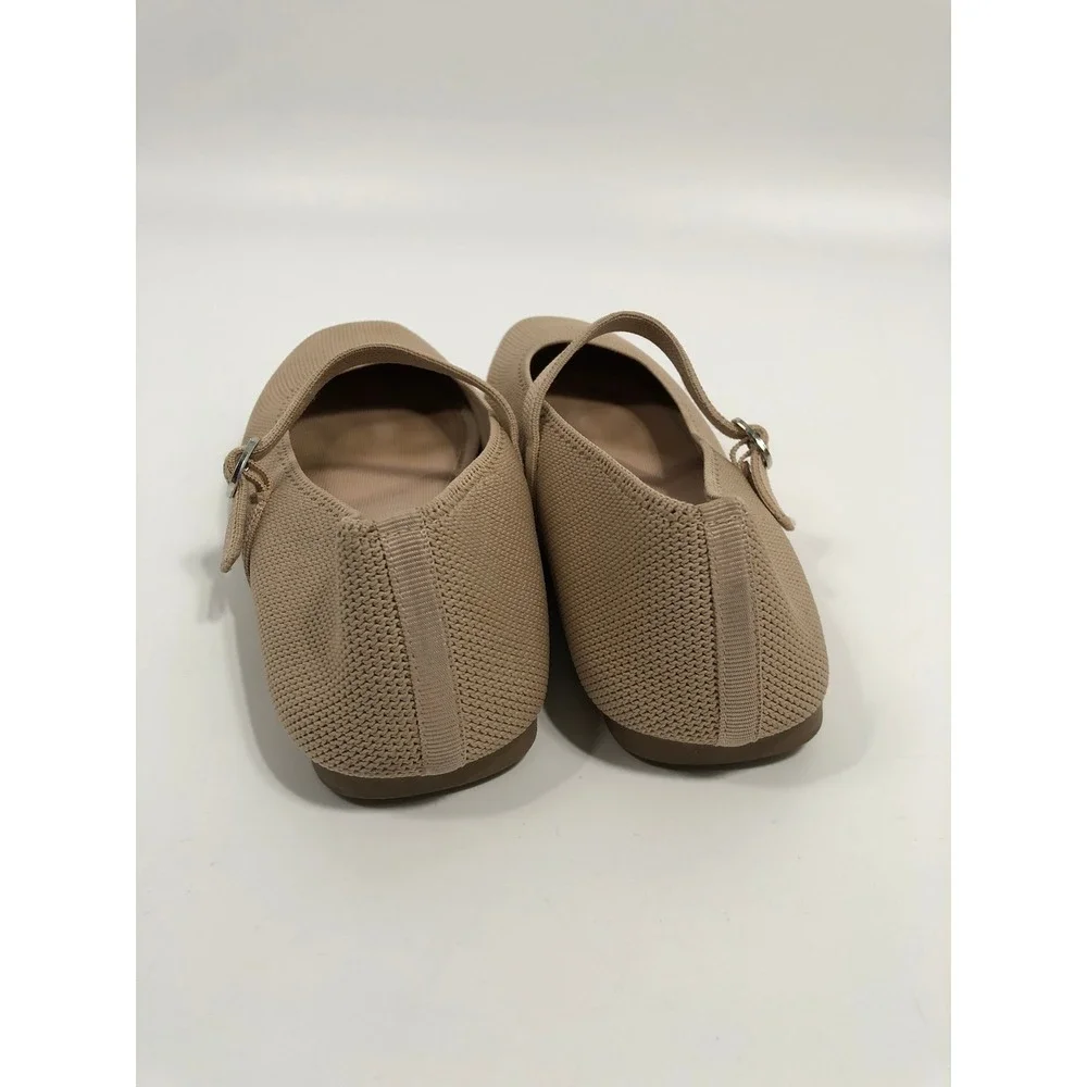 Womens Mary Jane Ballet Flats 10 Beige Neutral 90s Minimalist Capsule Office